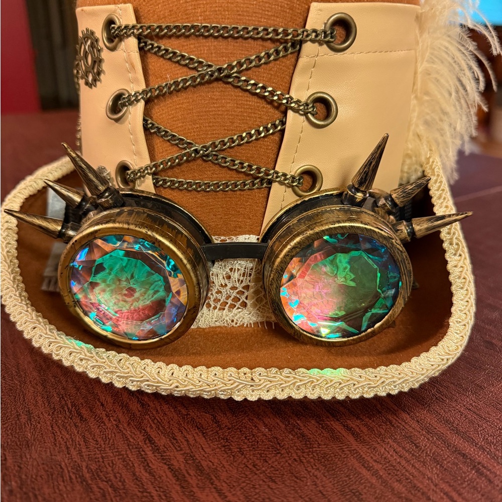 Source Unknown Steampunk Hat With Goggles - Brown… - image 1
